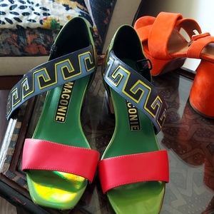 KAT MACONIE COLORBLOCK FESTIVE FUN LEATHER SANDALS 8